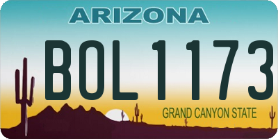 AZ license plate BOL1173