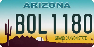 AZ license plate BOL1180