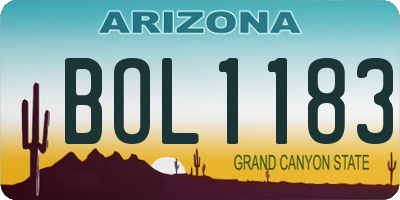 AZ license plate BOL1183
