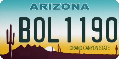 AZ license plate BOL1190