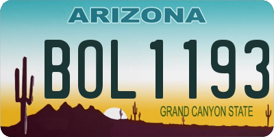 AZ license plate BOL1193