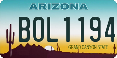 AZ license plate BOL1194