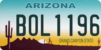 AZ license plate BOL1196