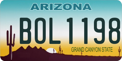 AZ license plate BOL1198