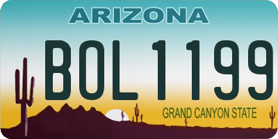 AZ license plate BOL1199