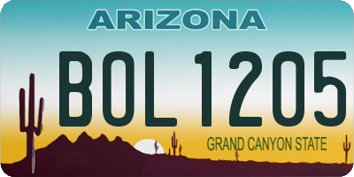 AZ license plate BOL1205