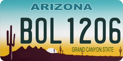 AZ license plate BOL1206