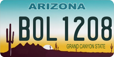 AZ license plate BOL1208