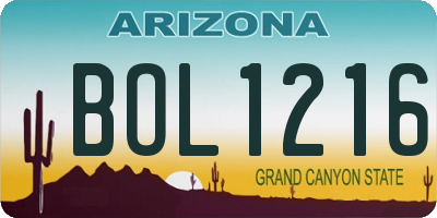 AZ license plate BOL1216