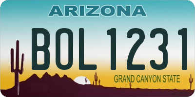 AZ license plate BOL1231