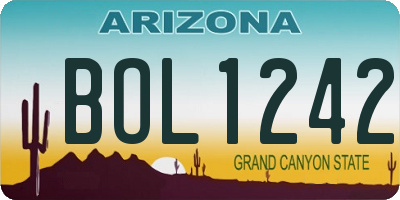 AZ license plate BOL1242