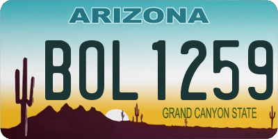 AZ license plate BOL1259