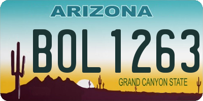 AZ license plate BOL1263