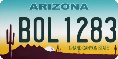 AZ license plate BOL1283