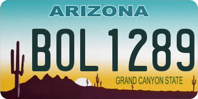 AZ license plate BOL1289
