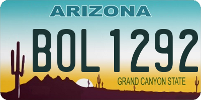AZ license plate BOL1292
