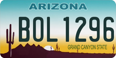 AZ license plate BOL1296