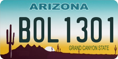 AZ license plate BOL1301