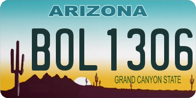 AZ license plate BOL1306