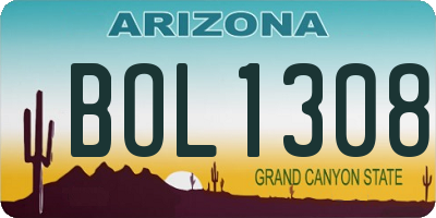 AZ license plate BOL1308