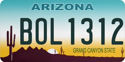 AZ license plate BOL1312