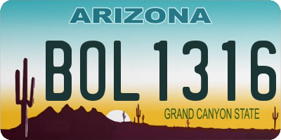 AZ license plate BOL1316