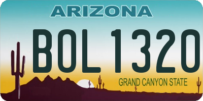 AZ license plate BOL1320