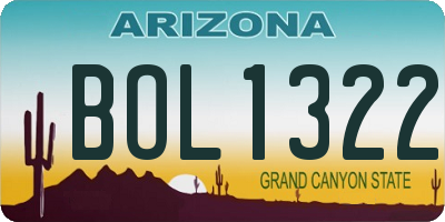 AZ license plate BOL1322