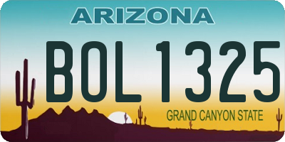 AZ license plate BOL1325
