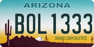 AZ license plate BOL1333