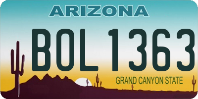 AZ license plate BOL1363