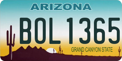 AZ license plate BOL1365
