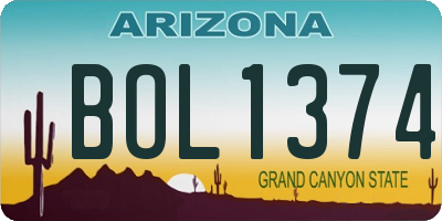 AZ license plate BOL1374