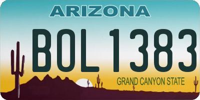 AZ license plate BOL1383