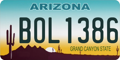 AZ license plate BOL1386