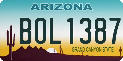 AZ license plate BOL1387