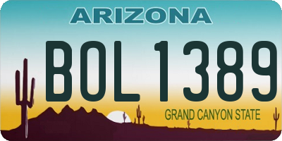 AZ license plate BOL1389