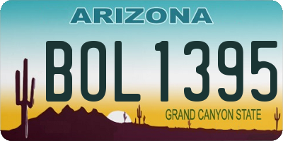 AZ license plate BOL1395