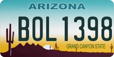 AZ license plate BOL1398