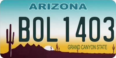 AZ license plate BOL1403