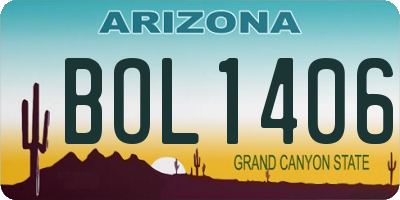 AZ license plate BOL1406