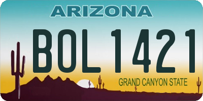 AZ license plate BOL1421
