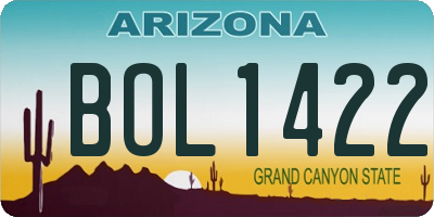 AZ license plate BOL1422