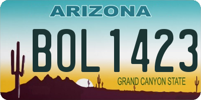 AZ license plate BOL1423