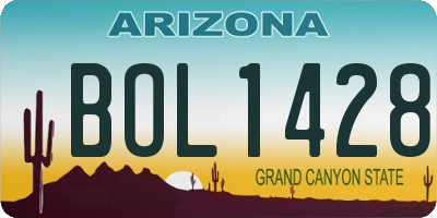 AZ license plate BOL1428