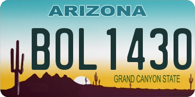 AZ license plate BOL1430