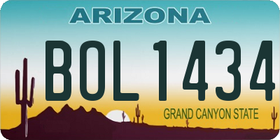 AZ license plate BOL1434
