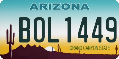 AZ license plate BOL1449