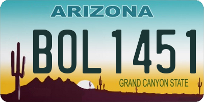 AZ license plate BOL1451