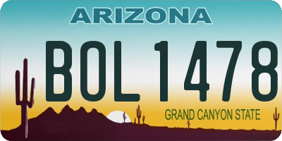 AZ license plate BOL1478